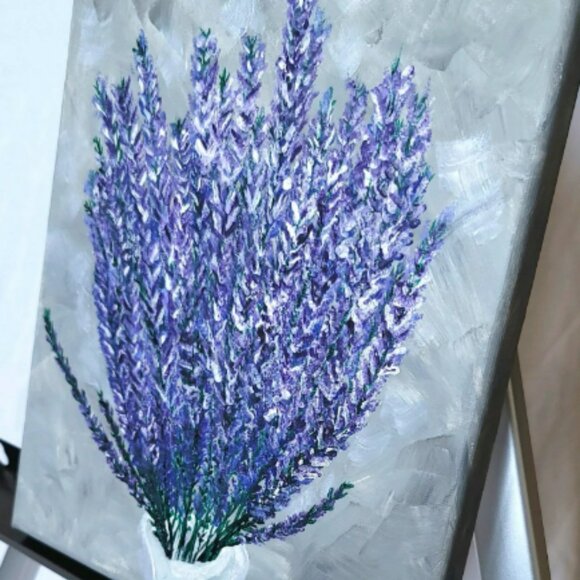Original Lavender Sylvia Painting, 10x8, acrylic on canvas - Picture 2 of 4